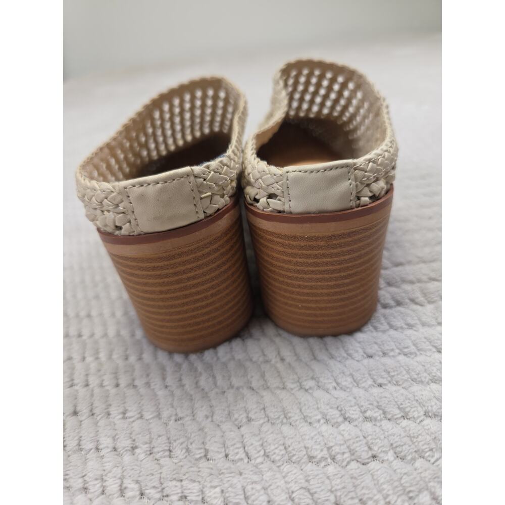 Time & Tru Booties Womens Size 7.5 Ivory Woven Block Heel Mule Slip On Open Back - Picture 4 of 10